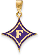 Image of Gold Plated Sterling Silver Furman University Large Enamel Pendant by LogoArt