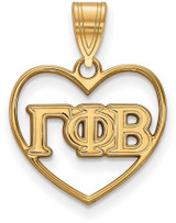 Image of Gold Plated Sterling Silver Gamma Phi Beta Heart Pendant by LogoArt (GP008GPB)