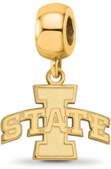 Image of Gold Plated Sterling Silver Iowa State University Sm Dangle Bead LogoArt GP014