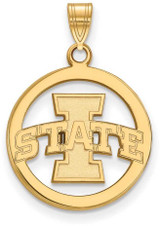 Image of Gold Plated Sterling Silver Iowa State University Small Pendant Circle LogoArt