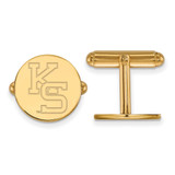 Gold Plated Sterling Silver Kansas State University Cuff Links LogoArt GP053KSU