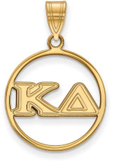Image of Gold Plated Sterling Silver Kappa Delta Small Circle Pendant by LogoArt GP011KD