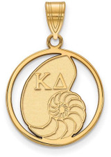 Image of Gold Plated Sterling Silver Kappa Delta Small Circle Pendant by LogoArt GP041KD