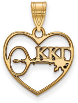 Image of Gold Plated Sterling Silver Kappa Kappa Gamma Heart Pendant by LogoArt GP040KKG