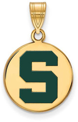 Image of Gold Plated Sterling Silver Michigan State U Med Disc LogoArt Pendant GP040MIS