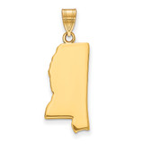 Gold Plated Sterling Silver Mississippi MS State Pendant