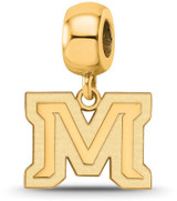 Image of Gold Plated Sterling Silver Montana State University Small Bead LogoArt GP024MTU