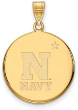 Image of Gold Plated Sterling Silver Navy Large Disc Pendant by LogoArt (GP012USN)