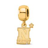 Gold Plated Sterling Silver Navy Small Dangle Bead by LogoArt
