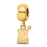 Gold Plated Sterling Silver Navy X-Small Dangle Bead Charm by LogoArt