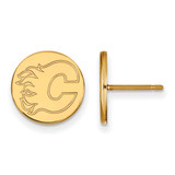 Gold Plated Sterling Silver NHL Calgary Flames Small Disc Earrings by LogoArt