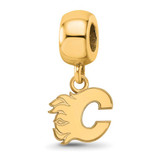 Image of Gold Plated Sterling Silver NHL Calgary Flames X-Small Dangle Bead LogoArt Charm