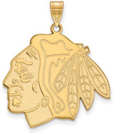 Image of Gold Plated Sterling Silver NHL Chicago Blackhawks XL Pendant by LogoArt