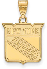 Image of Gold Plated Sterling Silver NHL New York Rangers Medium Pendant by LogoArt