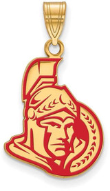 Image of Gold Plated Sterling Silver NHL Ottawa Senators Large Enamel Pendant by LogoArt