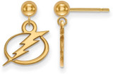 Image of Gold Plated Sterling Silver NHL Tampa Bay Lightning Earrings Dangle Ball LogoArt
