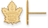 Image of Gold Plated Sterling Silver NHL Toronto Maple Leafs Small Post LogoArt Earrings