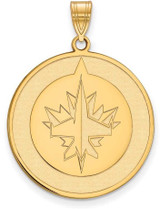 Image of Gold Plated Sterling Silver NHL Winnipeg Jets XL Pendant by LogoArt