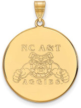 Image of Gold Plated Sterling Silver North Carolina A&T XL Disc Pendant by LogoArt