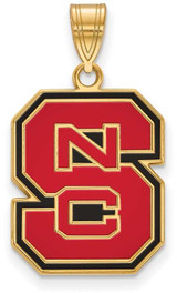Image of Gold Plated Sterling Silver North Carolina State U Lg LogoArt Pendant GP032NCS