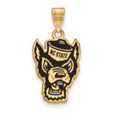 Gold Plated Sterling Silver North Carolina State U Lg LogoArt Pendant GP076NCS