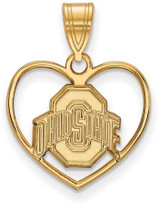 Image of Gold Plated Sterling Silver Ohio State University Pendant in Heart by LogoArt