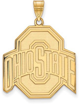 Image of Gold Plated Sterling Silver Ohio State University XL Pendant by LogoArt GP005OSU