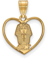 Image of Gold Plated Sterling Silver Phi Sigma Sigma Heart Pendant by LogoArt (GP040PSS)