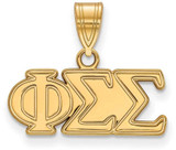 Image of Gold Plated Sterling Silver Phi Sigma Sigma Medium Pendant by LogoArt (GP003PSS)