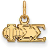 Image of Gold Plated Sterling Silver Phi Sigma Sigma X-Small Pendant by LogoArt GP001PSS