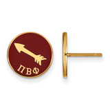 Gold Plated Sterling Silver Pi Beta Phi Enamel Post Earrings by LogoArt GP046PBP