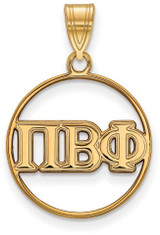 Image of Gold Plated Sterling Silver Pi Beta Phi Small Circle Pendant by LogoArt GP011PBP