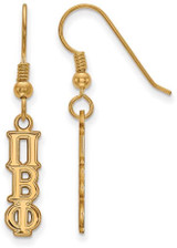 Image of Gold Plated Sterling Silver Pi Beta Phi Small Dangle Earrings by LogoArt