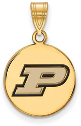 Image of Gold Plated Sterling Silver Purdue Medium Enamel Disc Pendant by LogoArt GP033PU