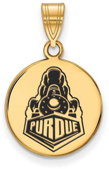 Image of Gold Plated Sterling Silver Purdue Medium Enamel Disc Pendant by LogoArt GP064PU