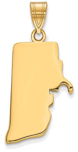 Image of Gold Plated Sterling Silver Rhode Island RI State Pendant
