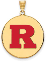 Image of Gold Plated Sterling Silver Rutgers XL Enamel Disc Pendant by LogoArt (GP022RUT)