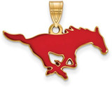Image of Gold Plated Sterling Silver Southern Methodist U Medium Enamel LogoArt Pendant
