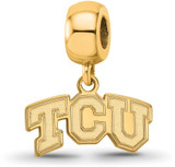 Image of Gold Plated Sterling Silver Texas Christian University XSmall Bead LogoArt GP014