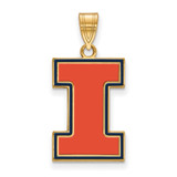Gold Plated Sterling Silver University of Illinois Large Enamel LogoArt Pendant