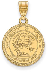 Image of Gold Plated Sterling Silver University of Illinois Medium Crest LogoArt Pendant