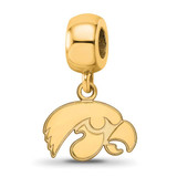 Image of Gold Plated Sterling Silver University of Iowa X-Small Dangle Bead LogoArt Charm