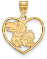 Image of Gold Plated Sterling Silver University of Kansas Pendant in Heart by LogoArt