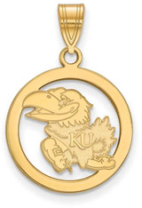 Image of Gold Plated Sterling Silver University of Kansas Small Pendant Circle by LogoArt