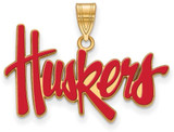 Image of Gold Plated Sterling Silver University of Nebraska Lg LogoArt Pendant GP018UNE