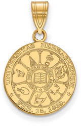 Image of Gold Plated Sterling Silver University of Nebraska Medium Crest LogoArt Pendant