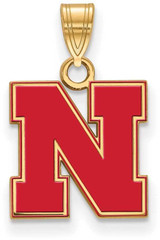 Image of Gold Plated Sterling Silver University of Nebraska Sm LogoArt Pendant GP091UNE