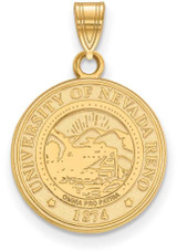 Image of Gold Plated Sterling Silver University of Nevada Medium Crest Pendant by LogoArt