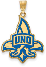 Image of Gold Plated Sterling Silver University of New Orleans XL Enamel LogoArt Pendant
