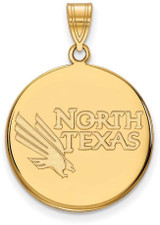 Image of Gold Plated Sterling Silver University of North Texas Large Disc LogoArt Pendant